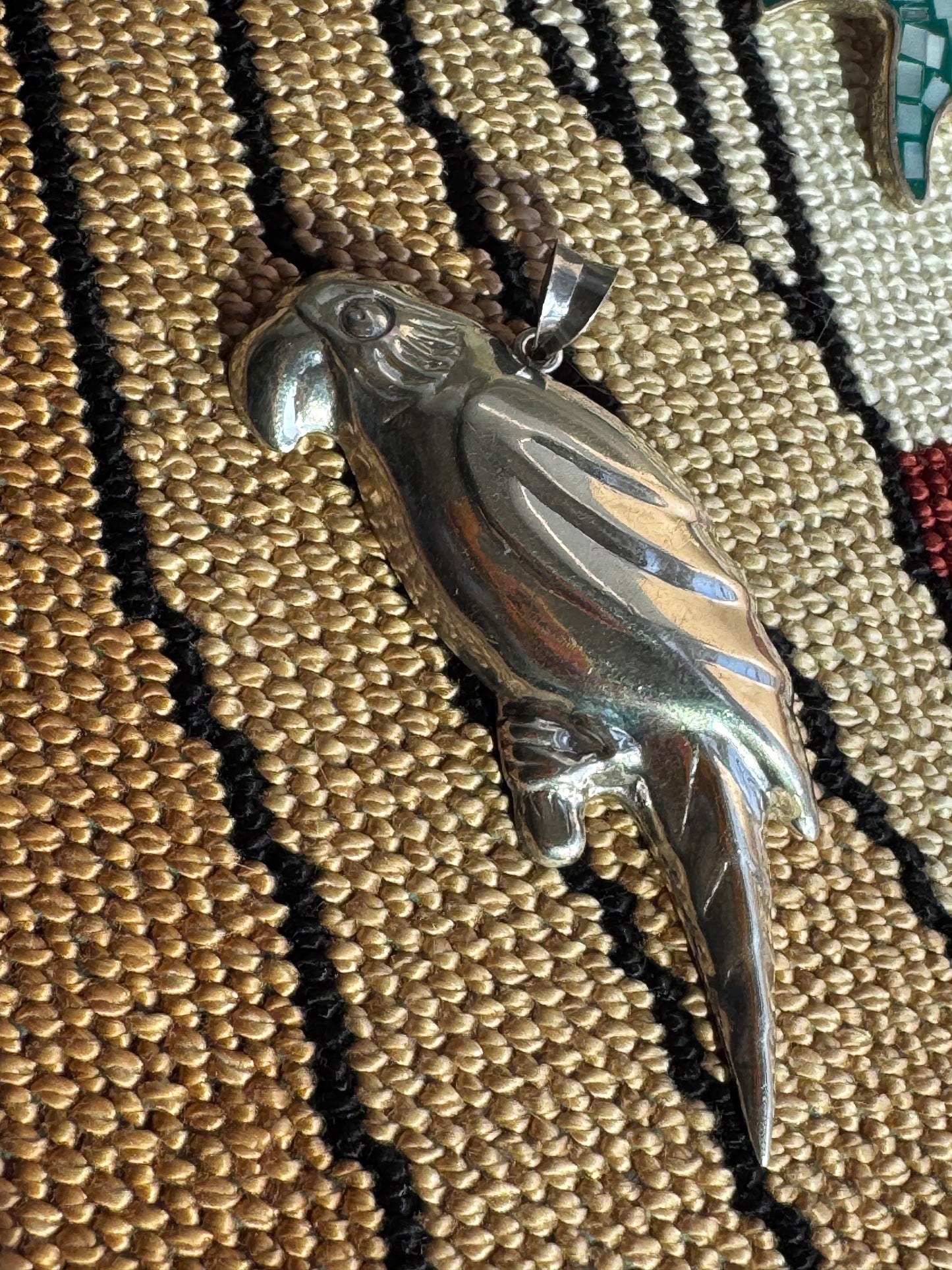 Vintage Sterling Silver Parrot Pendant