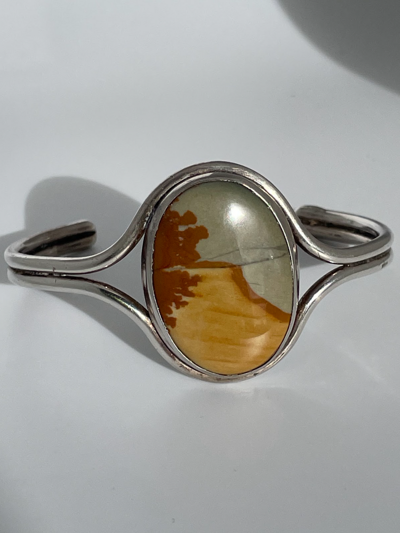 Vintage Sterling Silver Cuff with Picture Jasper