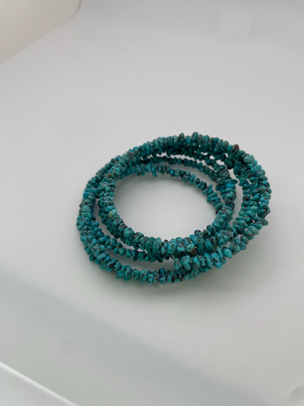 Turquoise and Silver Coil Bracelets