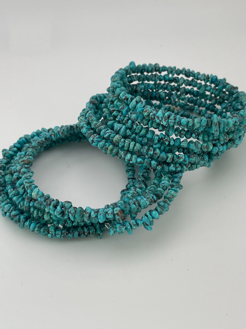 Turquoise and Silver Coil Bracelets