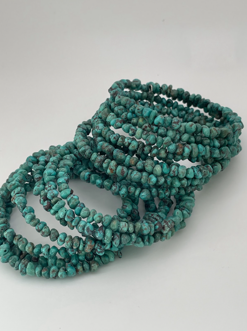 Turquoise and Silver Coil Bracelets