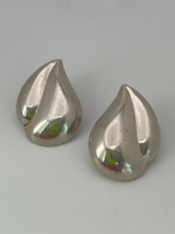 Vintage Sterling Silver Abstract Teardrop Stud Earrings