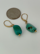 Vintage 14k Gold and Turquoise Dangle Earrings