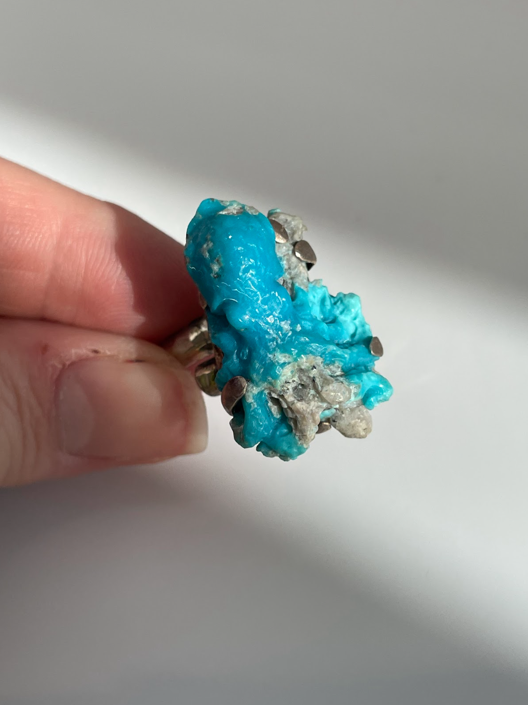 Abstract Sterling Silver and Carved Octopus Ring