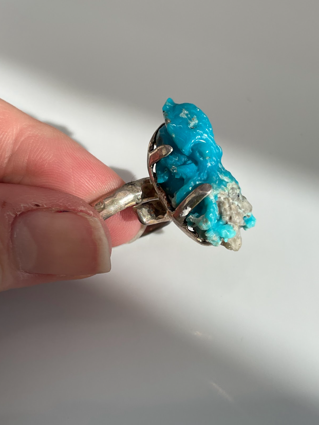 Abstract Sterling Silver and Carved Octopus Ring