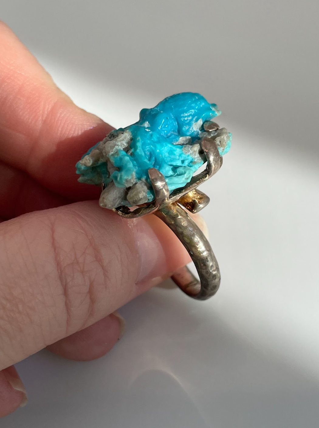 Abstract Sterling Silver and Carved Octopus Ring