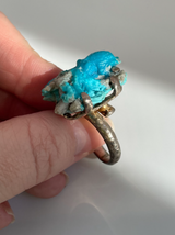 Abstract Sterling Silver and Carved Octopus Gem Stone Ring