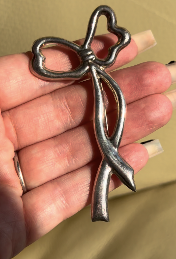 Estate Vintage 1980s Dulce Plateros Mexican Sterling Silver Bow Pendant Brooch TO-34