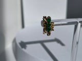 Emerald and 10k Gold Brutalist Earrings Vintage Estate