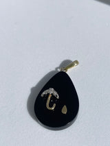 Vintage Estate 14k Gold, Onyx and Diamond Umbrella and Rain Pendant