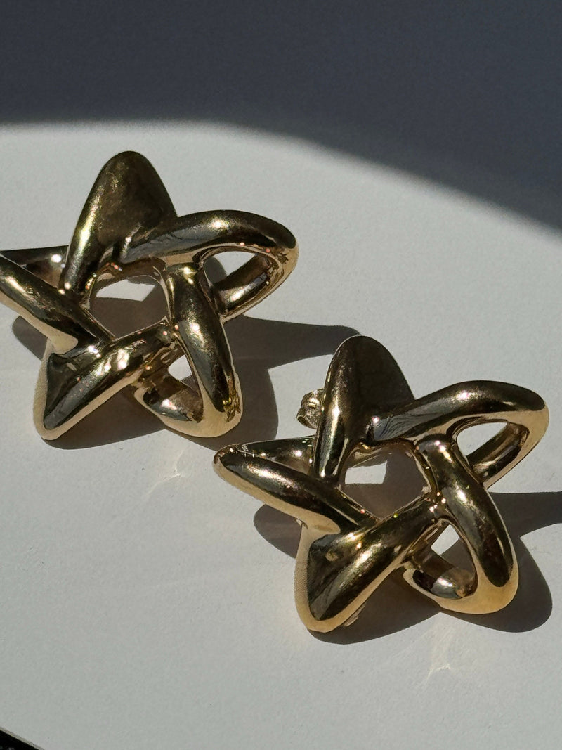 Vintage Estate Star Earrings in 14k Gold 1980