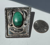 Vintage Sterling Silver Bolo Tie Malachite and Whale Themed