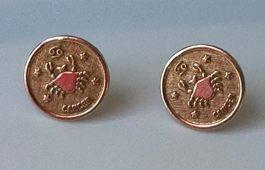 Vintage 14k Cancer Crab Zodiac Earrings Astrology