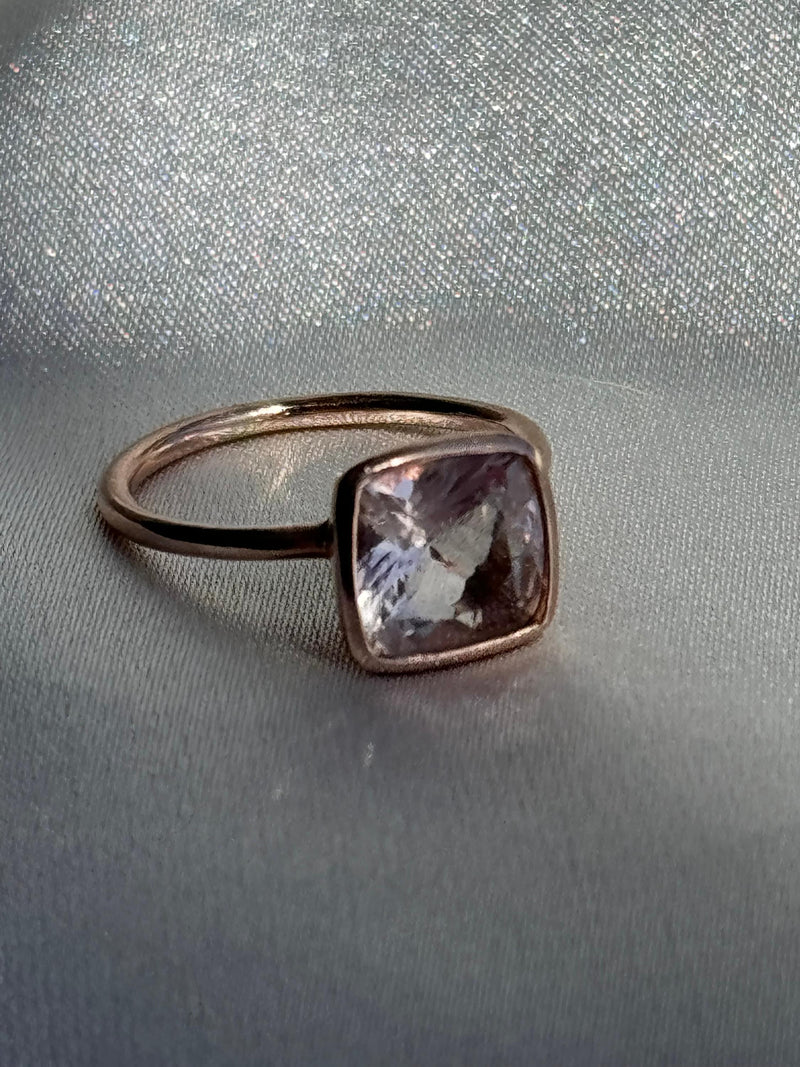 Estate 14k Rose Gold and Pink Emerald Engagement Ring