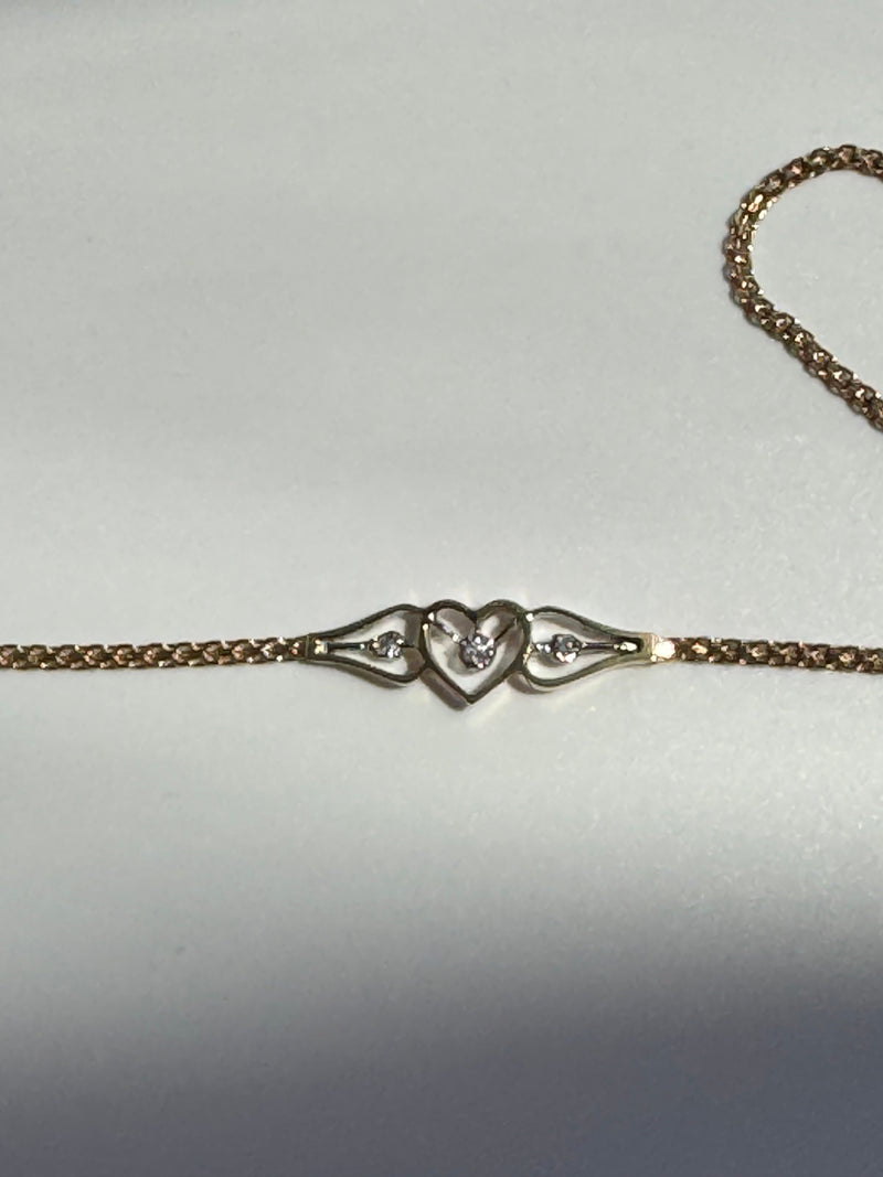 Vintage Deadstock 14k Heart and Diamond Anket