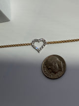 Vintage Estate Deadstock Heart Anklet in 14k Gold and Diamonds