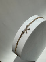 Vintage Estate Deadstock Bow Anklet in 14k and Diamonds