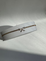 Vintage Estate Deadstock Small Bow Anklet in 14k and Diamonds