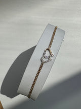 Vintage Estate Deadstock Double Heart Anklet in 14k and Diamonds