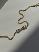 Vintage Estate Deadstock Bowtie Anklet in 14k and Diamonds