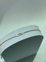 Vintage Estate Mod Oval Anklet in 14k Gold and Diamonds