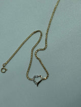 Vintage Estate Deadstock Heart Swirly Anklet in 14k and Diamonds