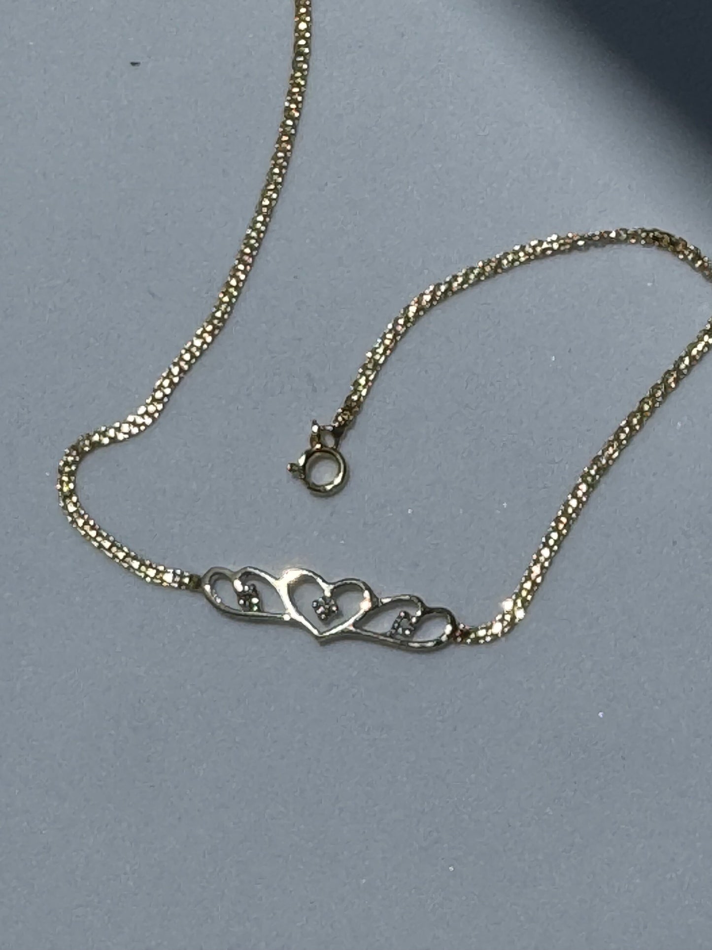 Vintage 1990’s Heart Anklet 14k Sapphire and Diamonds