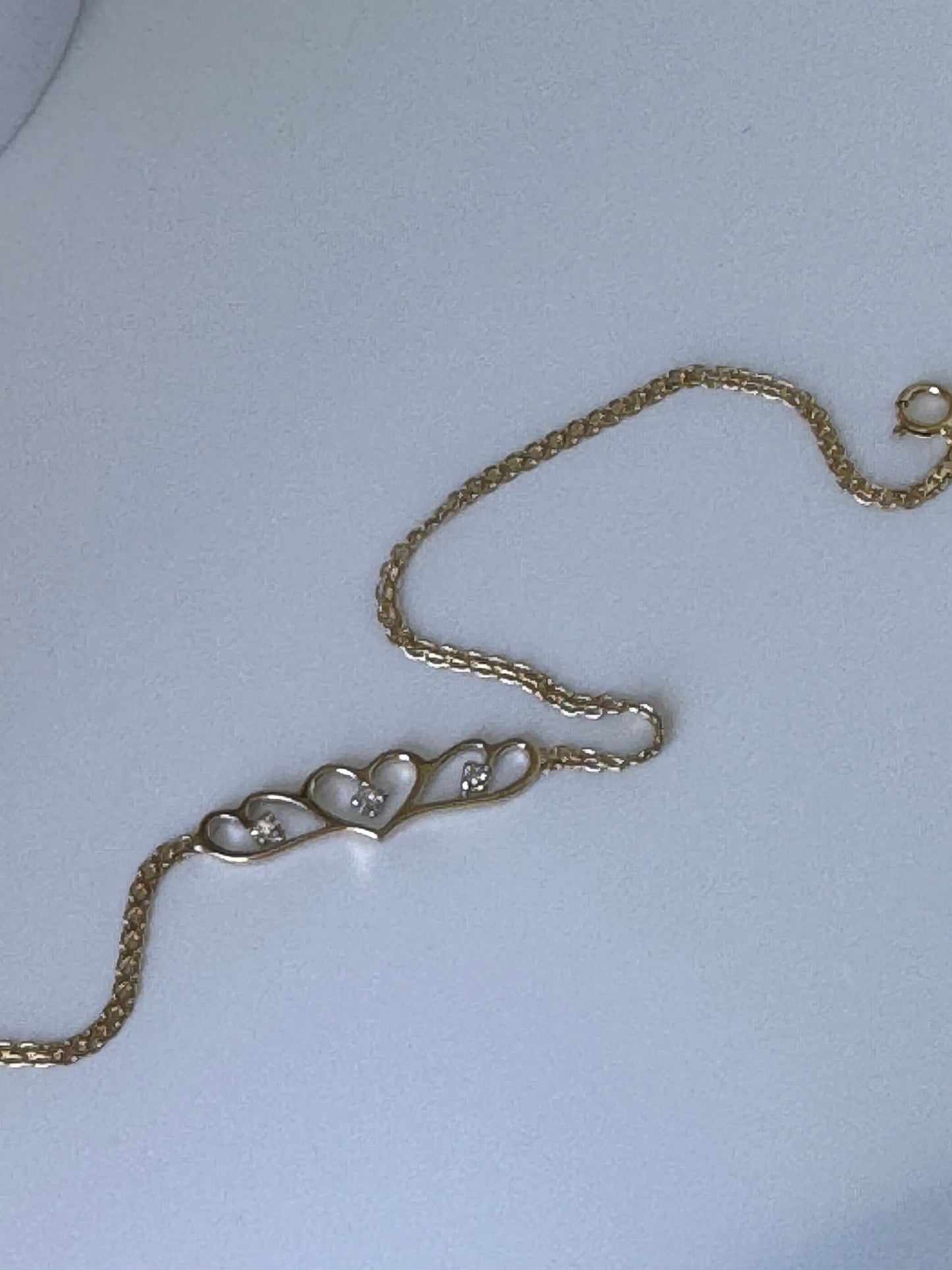 Vintage 1990’s Heart Anklet 14k Sapphire and Diamonds