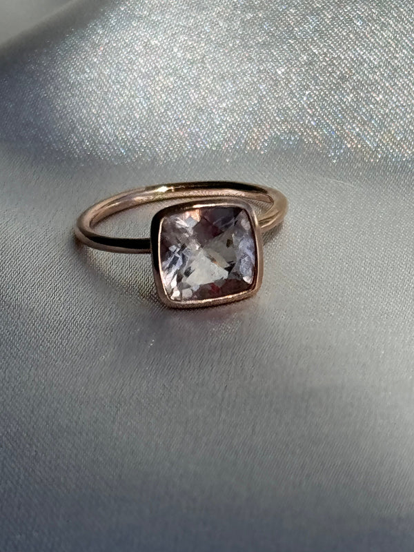 Estate 14k Rose Gold and Pink Emerald Engagement Ring