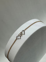 Vintage Estate Deadstock Three Heart Anklet in 14k and Diamonds