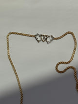 Vintage Estate Deadstock Three Heart Anklet in 14k and Diamonds