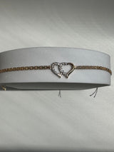 Vintage Estate Deadstock Double Heart Anklet in 14k and Diamonds