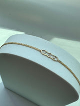 Vintage Estate Anklet in 14k Gold and Diamond Deadstock