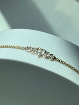 Vintage Estate Deadstock Delicate Heart Anklet in 14k and Diamonds