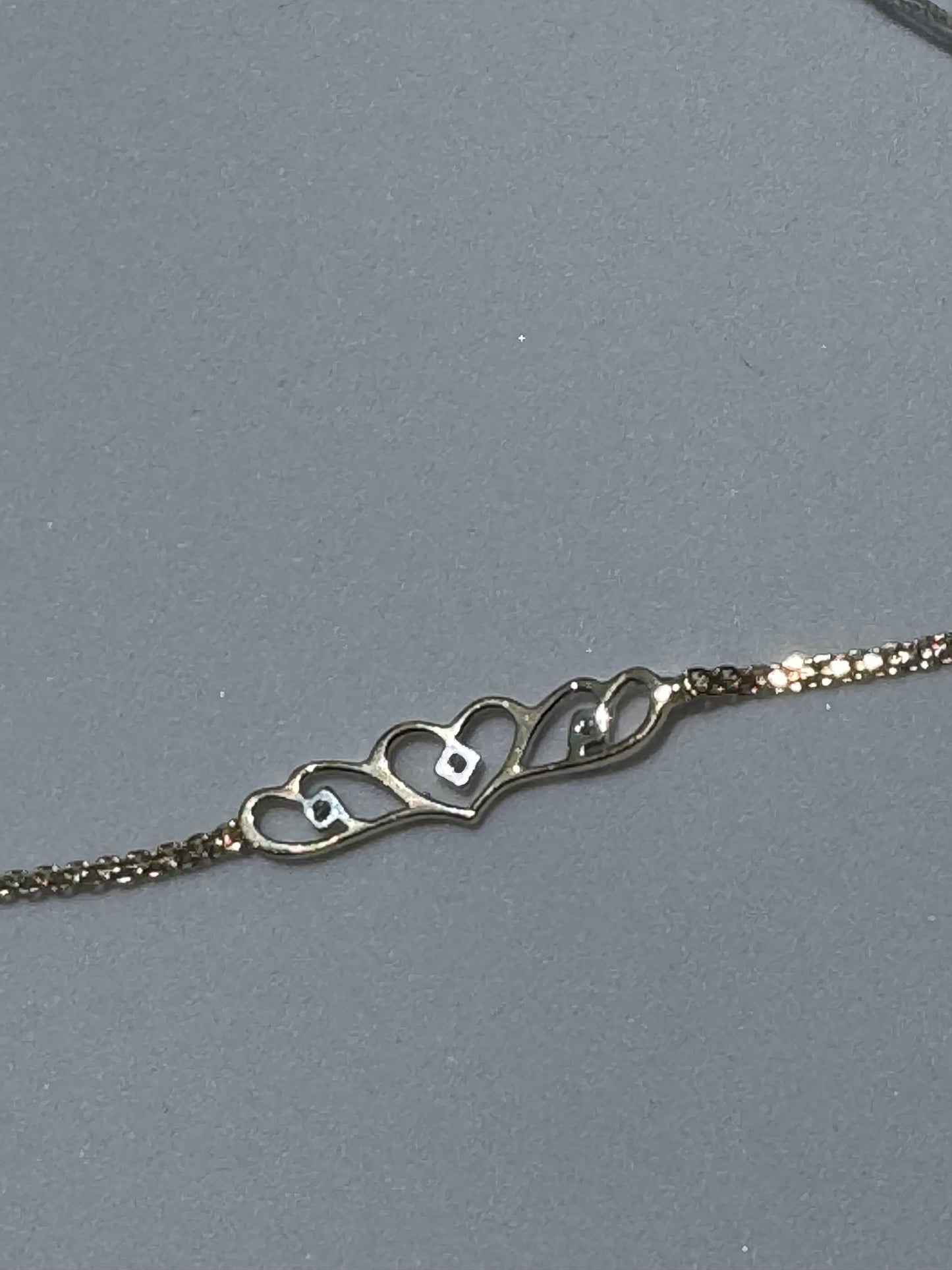 Vintage 1990’s Heart Anklet 14k Sapphire and Diamonds