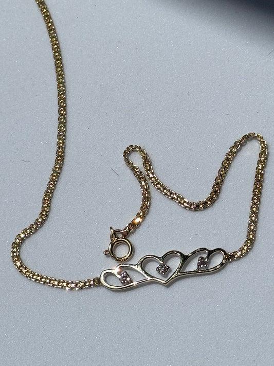 Vintage 1990’s Heart Anklet 14k Sapphire and Diamonds