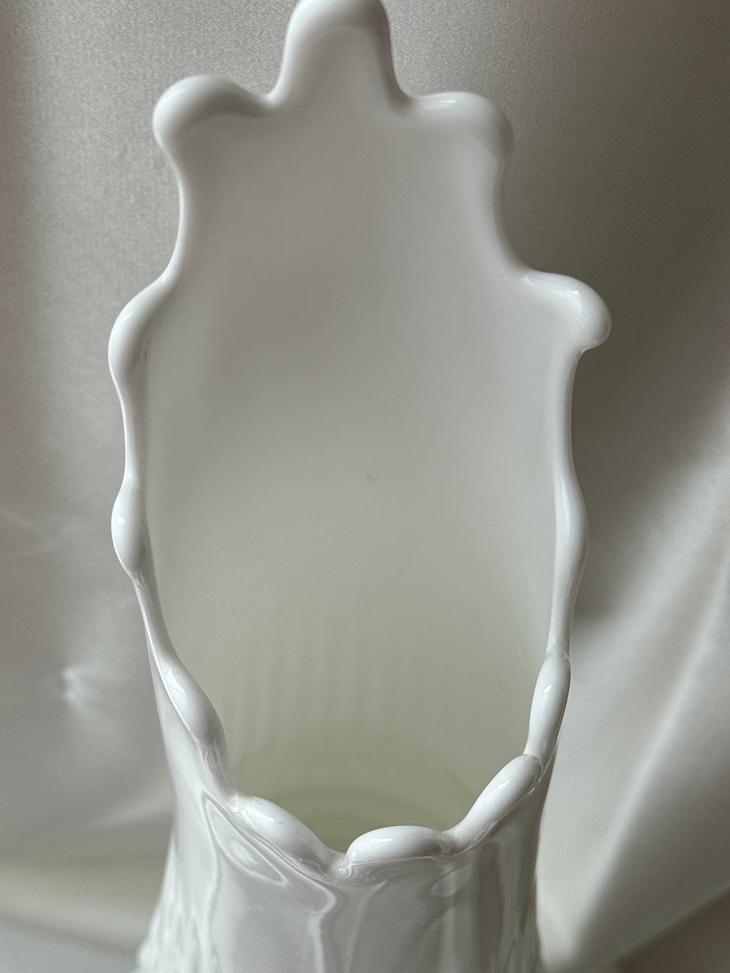 MCM Large Fenton Footed Hobnail Milkglass Wide Mouth Swung Vase 20”
