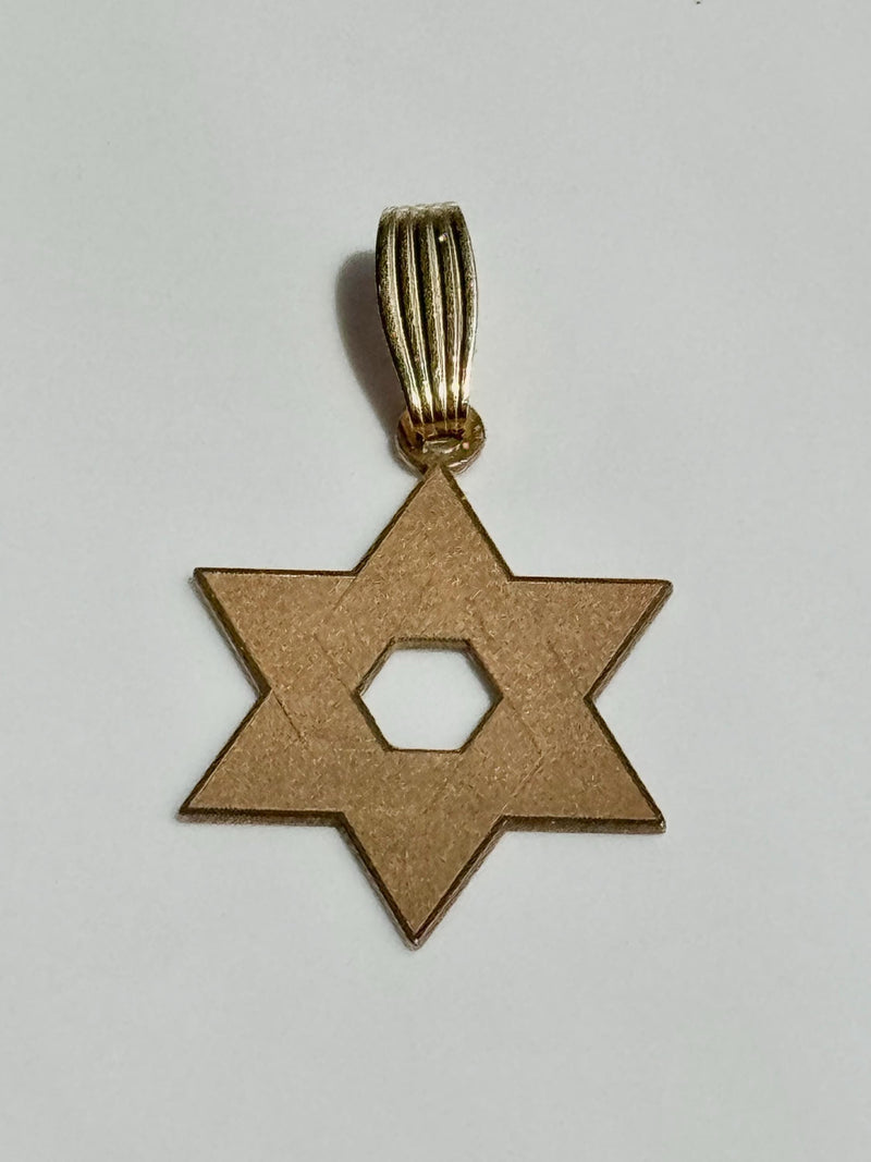 Vintage Estate Laser Engraved 14k Star of David Pendant