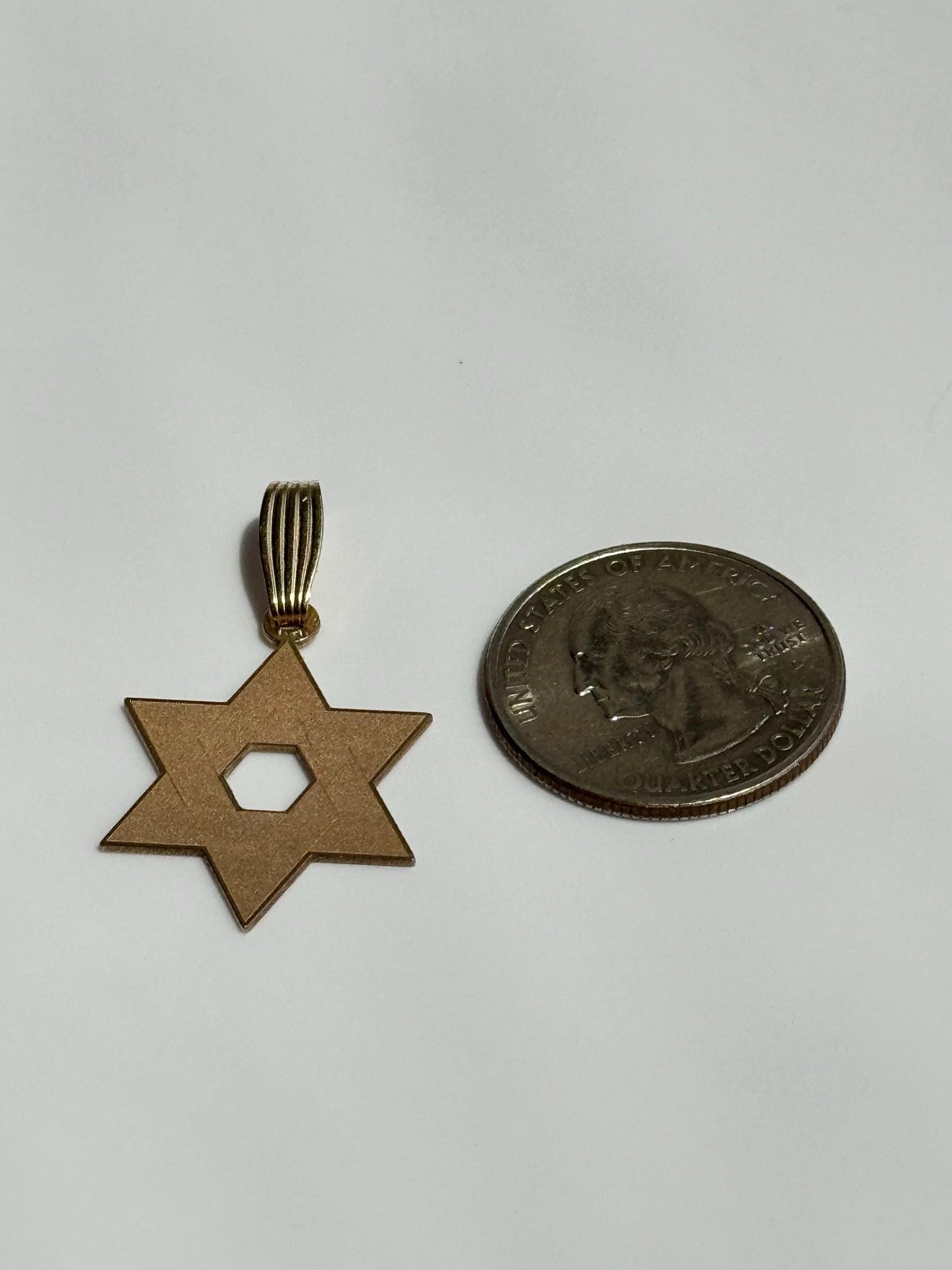 Vintage Estate Laser Engraved 14k Star of David Pendant