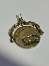 Vintage 1915 Panama Pacific Fair Naughty Bear Sterling Silver Spinner Pendant