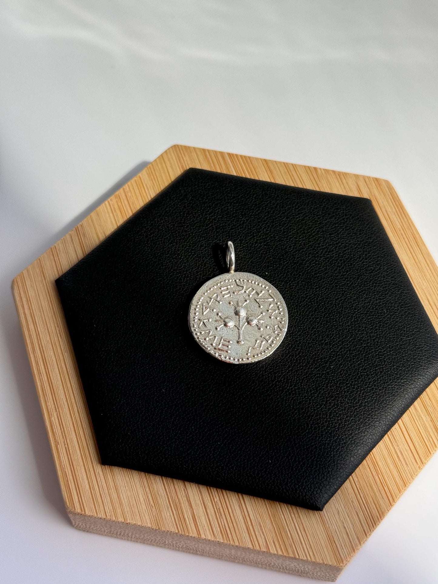 Ancient Jewish Sterling Silver Shekel Pendant from the First Revolt