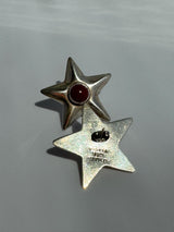 Vintage Taxco Mexico Sterling Silver and Red Jasper Star Earrings