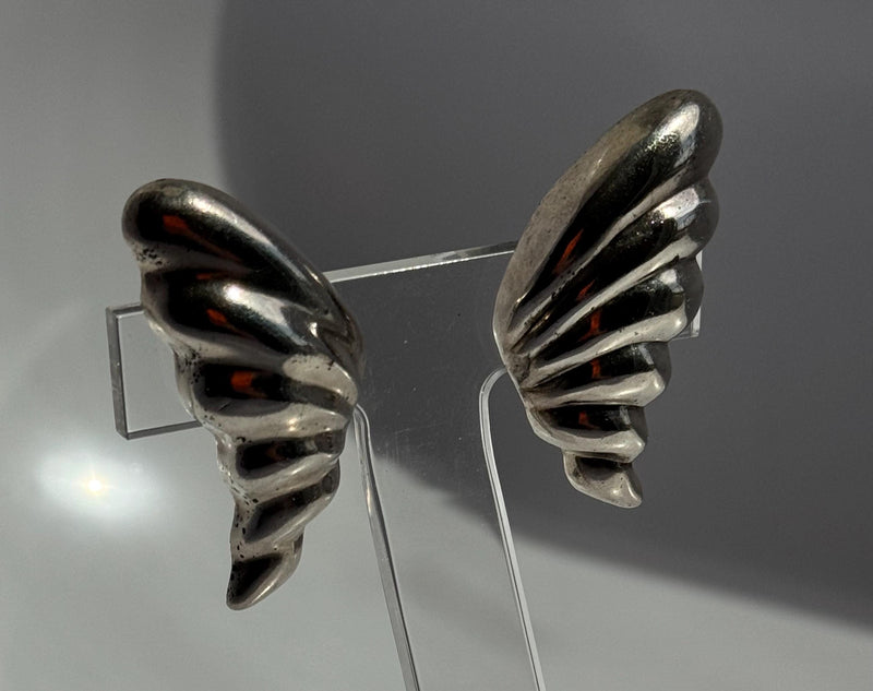 Vintage Los Ballesteros Butterfly Wing Abstract Earrings