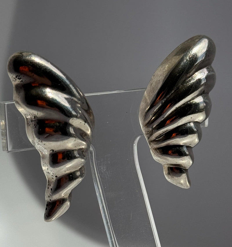 Vintage Los Ballesteros Butterfly Wing Abstract Earrings