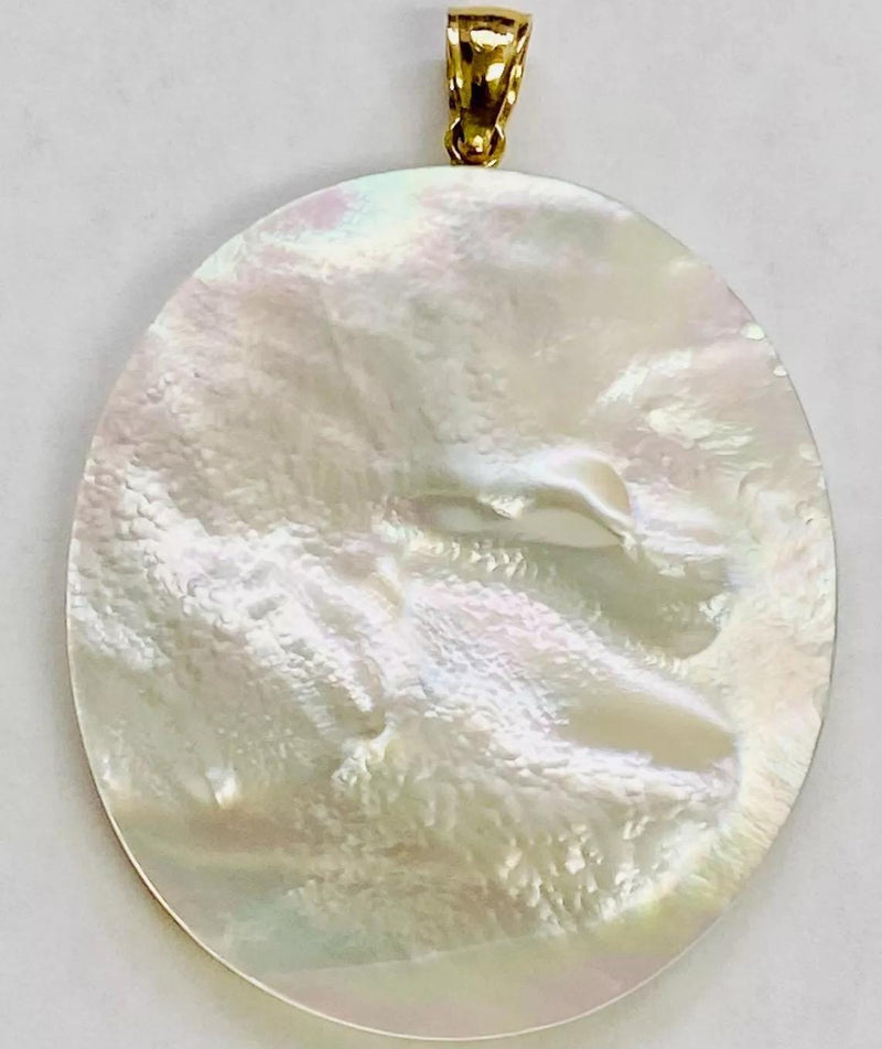 EstateWestern Eagle and Stars Mother of Pearl and 14k Pendant