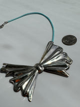 Vintage Taxco Mexico Giant Sterling Silver Bow Necklace and Pin Combo