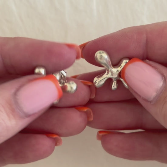 Estate Angela Cummings sterling silver sculptural splat form post earrings AC Studio designer