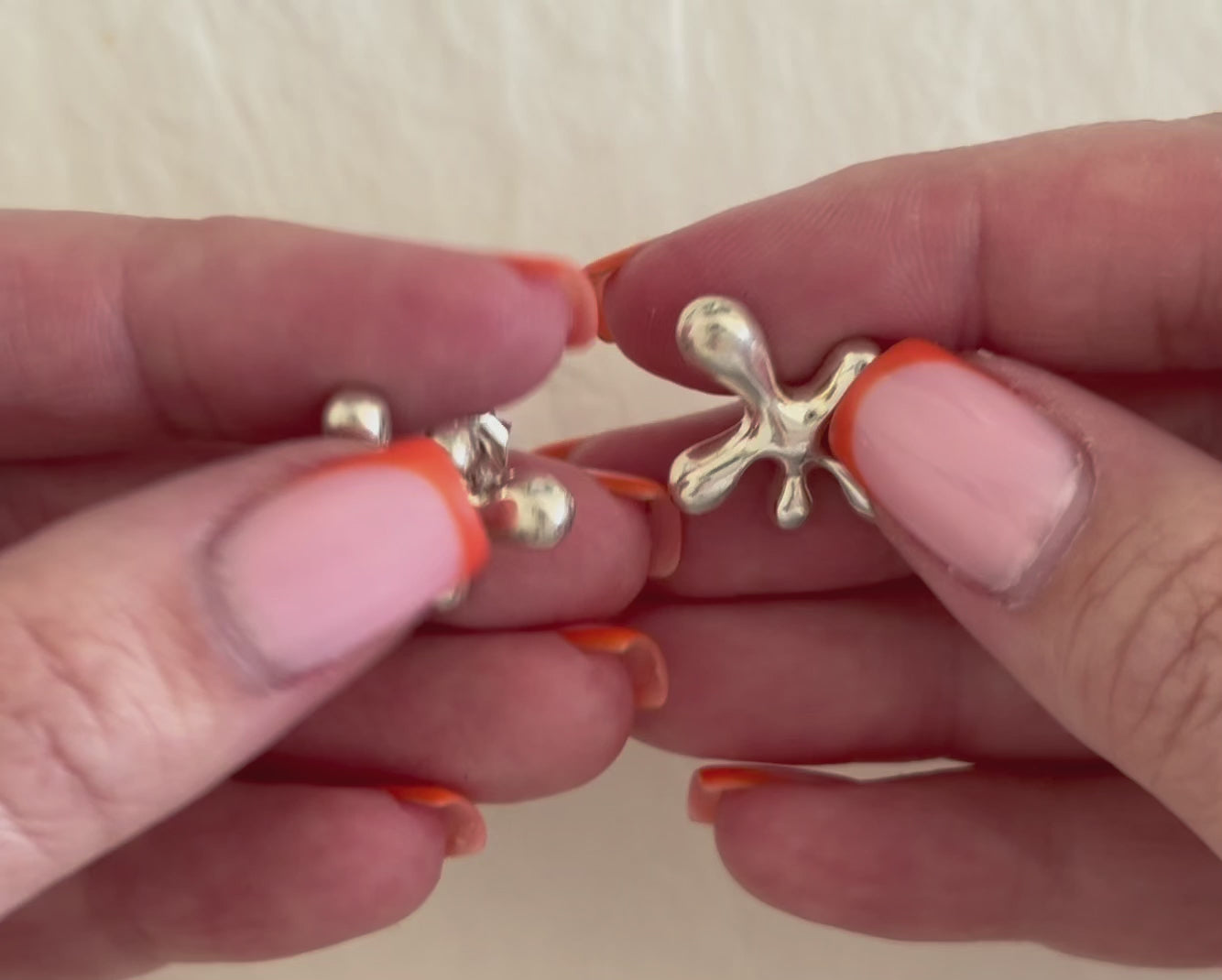 Estate Angela Cummings sterling silver sculptural splat form post earrings AC Studio designer