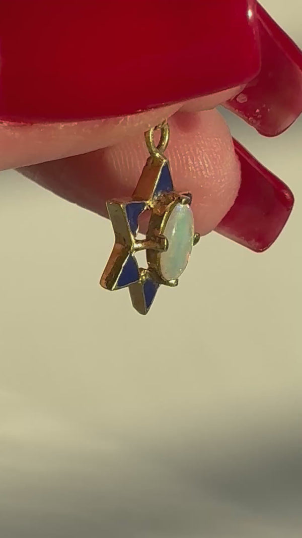 Vintage Opal & Enamel Star of David