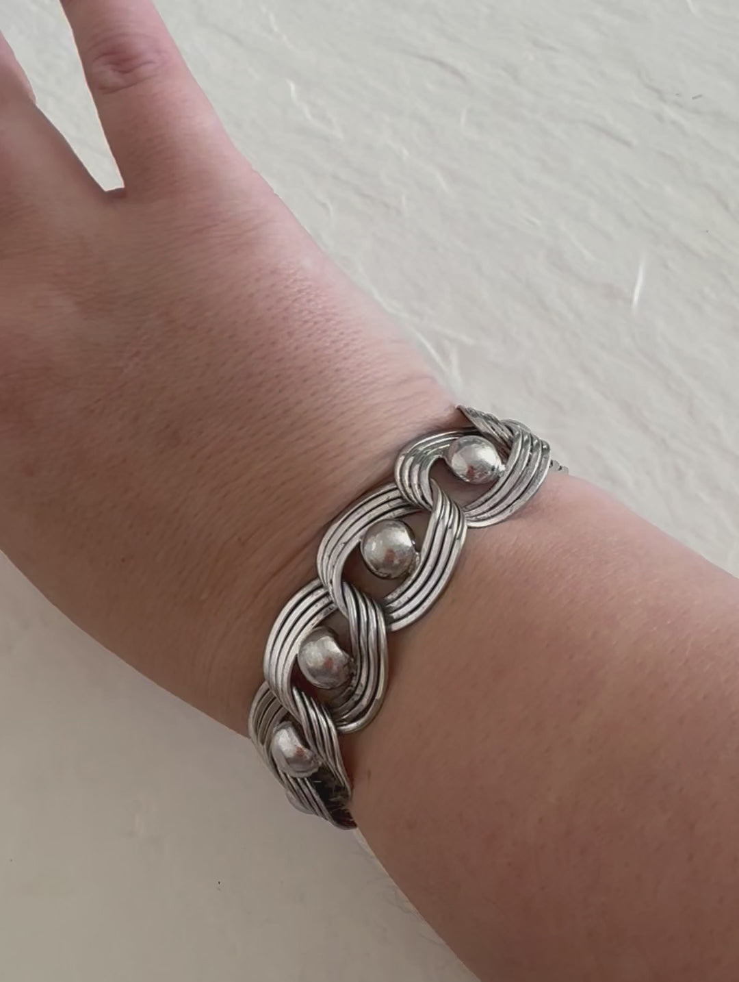 Estate vintage 1950s Harry S Bick sterling silver modernist geometric link bracelet mid-century designer jewelry